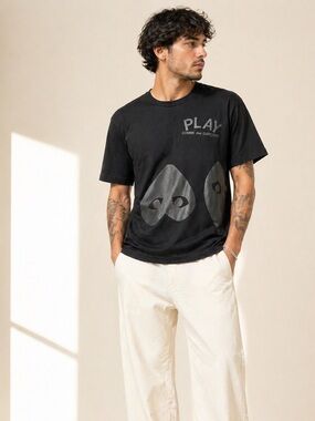Comme des Garçons PLAY Heart Logo Tee Graphic Cotton Japan Sz XL